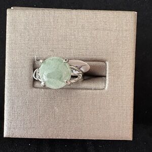 Elegant Silver and Burma Jadeite Stone Ring size 8